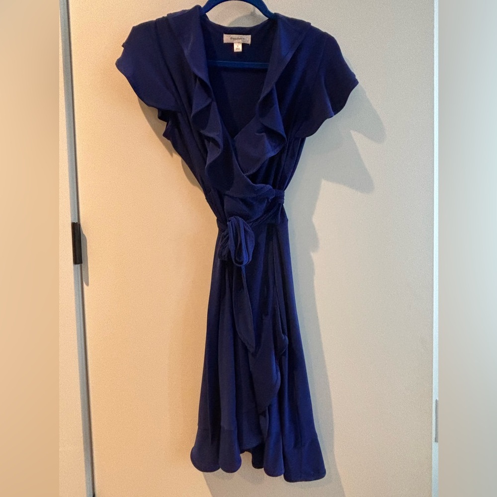 Dress Barn Blue Asymmetrical Sundress with Flutter Sleeves